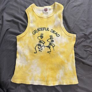Grateful Dead Tank Top Shirt Girls Large 13-14 Years Yellow Ribbed Graphic
